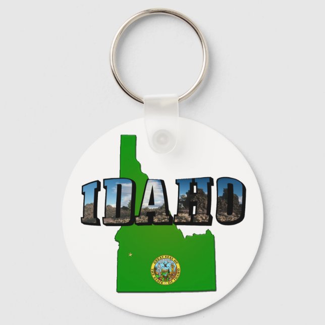 Porte-clés Idaho Carte, sceau et texte de l'image (Recto)