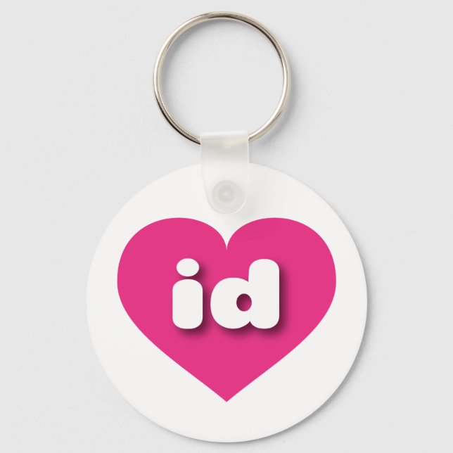 Porte-clés Idaho coeur rose chaud - I love id (Recto)