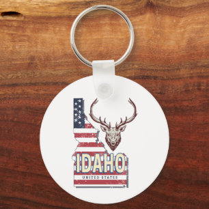 Porte-clés Idaho États-Unis Carte Retro Vintage Deer USA