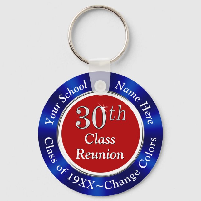 Porte-clés Idées cadeaux de la 30e classe Reunion rouge, blan (Recto)