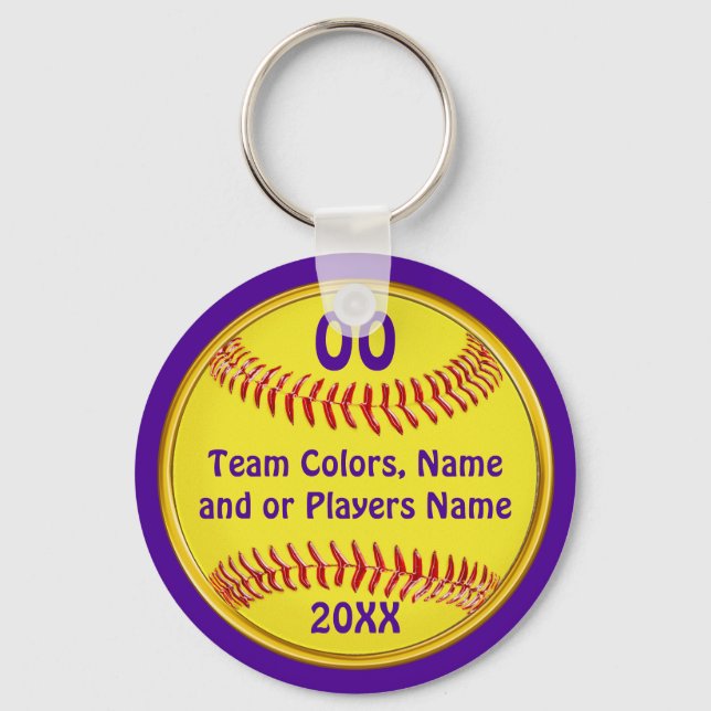 Porte-clés Idées cadeaux softball bon marché, votre texte et  (Recto)