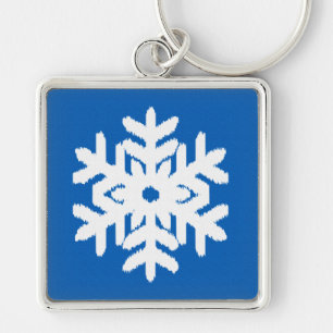Porte-clés Ikat Snowflake - Cobalt bleu et blanc