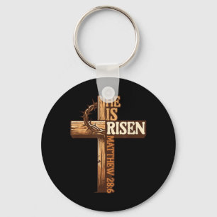 Porte-clés Il est ressuscité Matthieu 28_6 Croix de Pâques