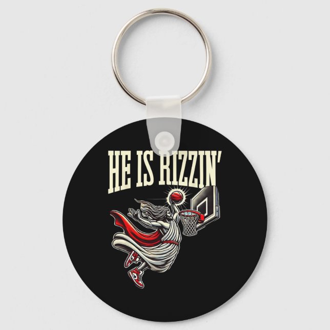 Porte-clés Il Est Rizzin Funny Jesus Bysketll meme (Recto)