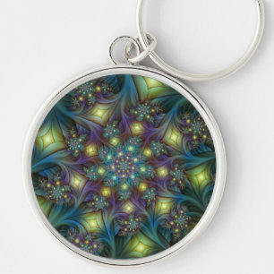 Porte-clés Illuminé Abstrait brillant Turquoise violet Fracta