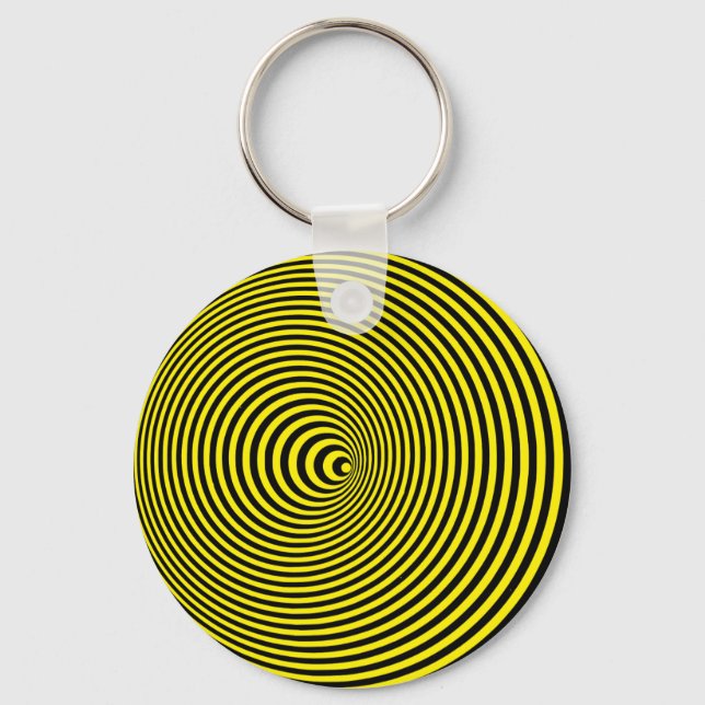 Porte-clés Illusion optique 3D Hypnotique Jaune (Recto)