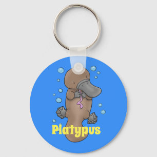 Porte-clés Illustration adorable de bébé platypus avec bulles