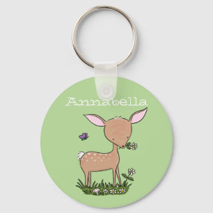Porte-clés Illustration adorable de cerf de bébé et de dessin