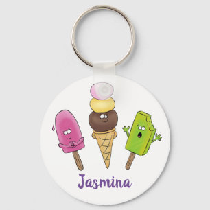 Porte-clés Illustration amusante de popsicles et de glaces