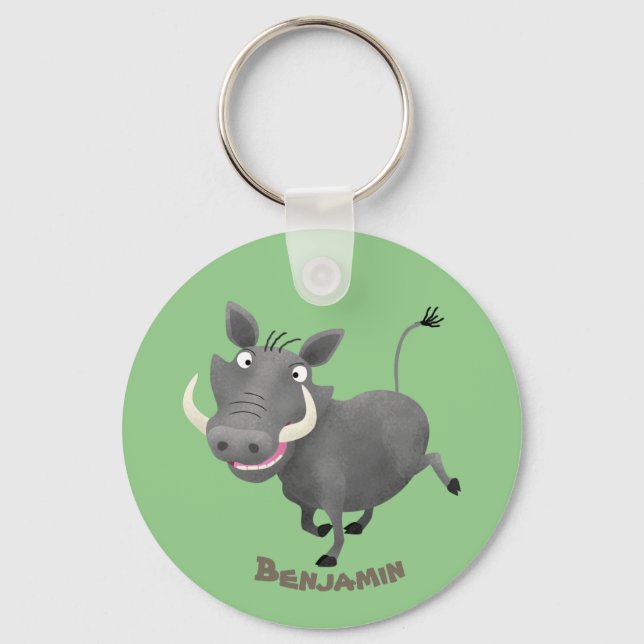 Porte-clés Illustration amusante d'un cochon de phacochère af (Recto)