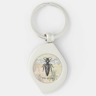 Porte-clés Illustration Antique d'Insecte de Bourdon Reine Ab