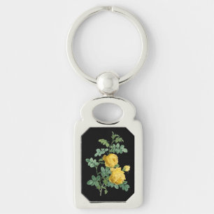 Porte-clés Illustration botanique vintage de rose jaune