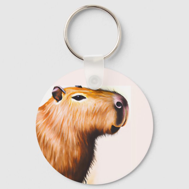 Porte-clés Illustration Capybara d'aquarelle (Recto)