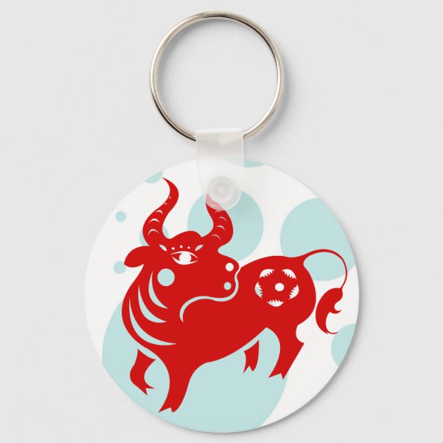 PORTE-CLÉS ILLUSTRATION CHINOISE DE PAPERCUT ZODIAC OX (Recto)