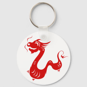 PORTE-CLÉS ILLUSTRATION CHINOISE DU DRAGON PAPERCUT DE