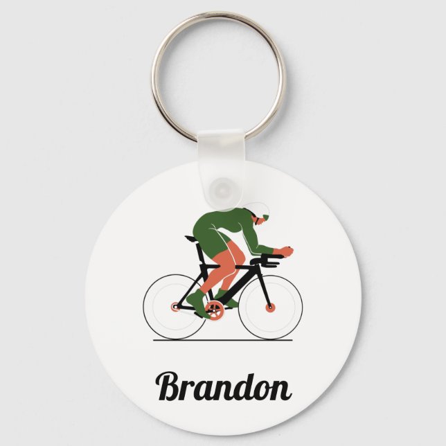 Porte-clés Illustration cycliste moderne Nom personnalisé du  (Recto)