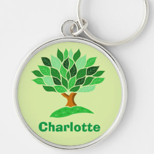 Porte-clés Illustration d'arbre avec Feuilles verts. Ajouter 