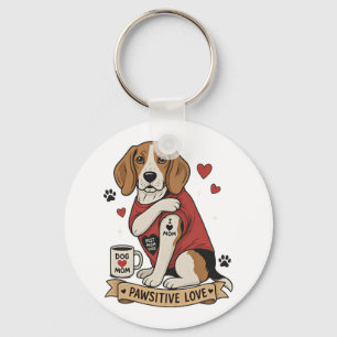 Porte-clés Illustration de Beagle tatoué I Heart Mom