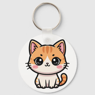 Porte-clés Illustration de chat roux kawaii adorable