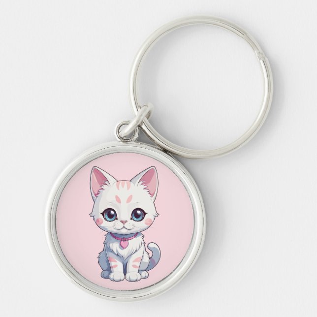 Porte-clés Illustration de chaton fantaisiste (Devant)