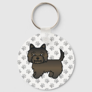 Porte-clés Illustration de chien Cairn Terrier Bringé foncé &