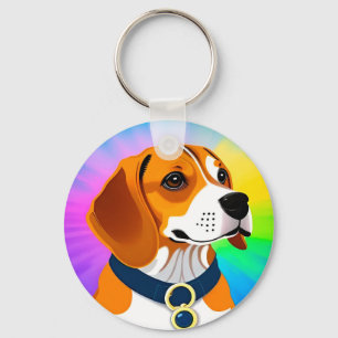 Porte-clés Illustration de chien de dessin animé coloré
