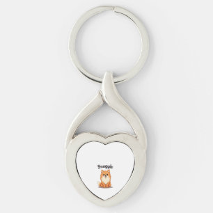 Porte-clés Illustration de chien mignon Pomeranian câlin vint