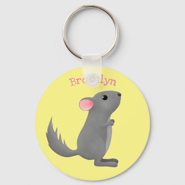 Porte-clés Illustration de chinchilla gris mignon (Recto)
