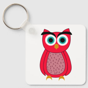 Porte-clés Illustration de chouette rose mignonne