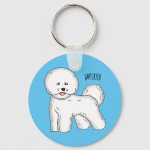 Porte-clés illustration de dessin animé de chien bichon frise