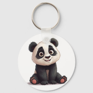 Porte-clés Illustration de dessin animé d'ours panda assis