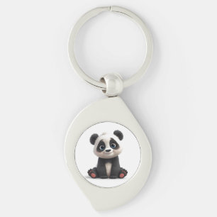 Porte-clés Illustration de dessin animé d'ours panda assis