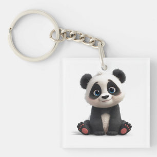 Porte-clés Illustration de dessin animé d'ours panda assis