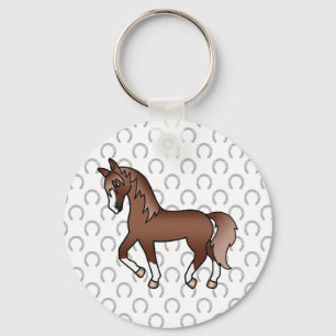 Porte-clés Illustration de dessin animé mignon de cheval trot