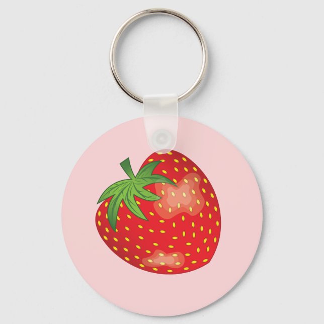 Porte-clés Illustration de dessin de fraises rouges (Recto)
