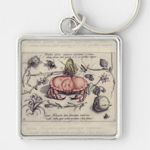 Porte-clés Illustration de fleur d'insecte botanique de crabe