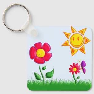 Porte-clés Illustration de jardin ensoleillé