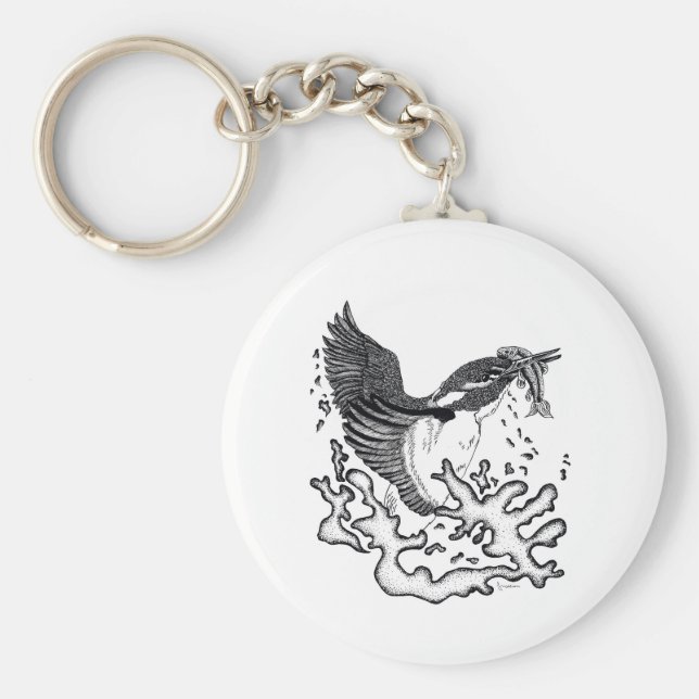 Porte-clés Illustration de Kingfisher sur le bouton (Devant)