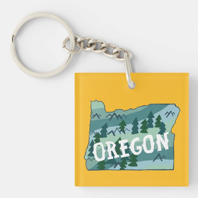 Porte-clés Illustration de la carte de l'État de l'Oregon (Devant)