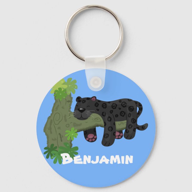 Porte-clés Illustration de la mignonne panthère noire jaguar (Recto)