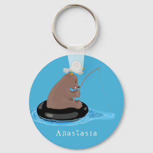 Porte-clés Illustration de la pêche de l'ourson mou