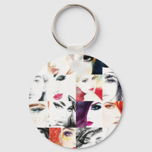 Porte-clés Illustration de l'aquarelle de collection féminine
