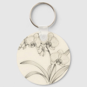 Porte-clés Illustration de ligne élégante d'orchidée Phalaeno