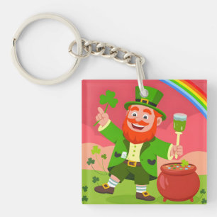 Porte-clés Illustration de lutin de la Saint-Patrick
