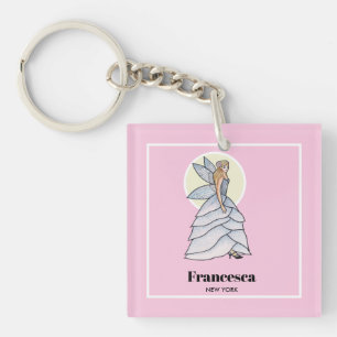 Porte-clés Illustration de mode de robe de princesse fée péta