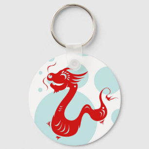 PORTE-CLÉS ILLUSTRATION DE PAPERCUT CHINOIS ZODIAC DRAGON