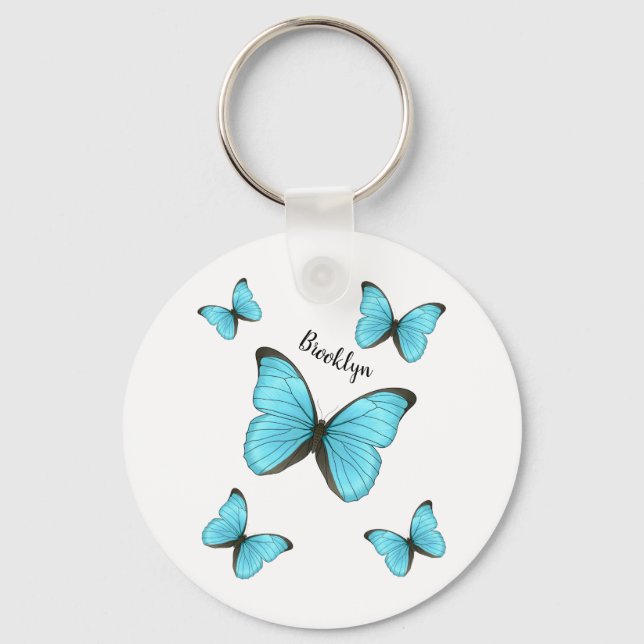 Porte-clés Illustration de papillons Morpho (Recto)