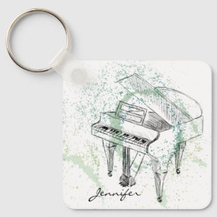 Porte-clés Illustration de piano personnalisée Art Dessin Amo