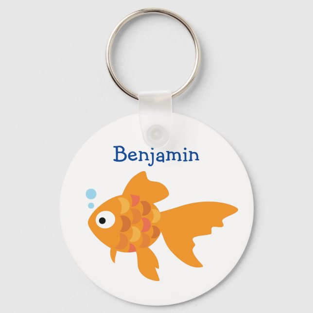 Porte-clés Illustration de poisson d'or convivial (Recto)