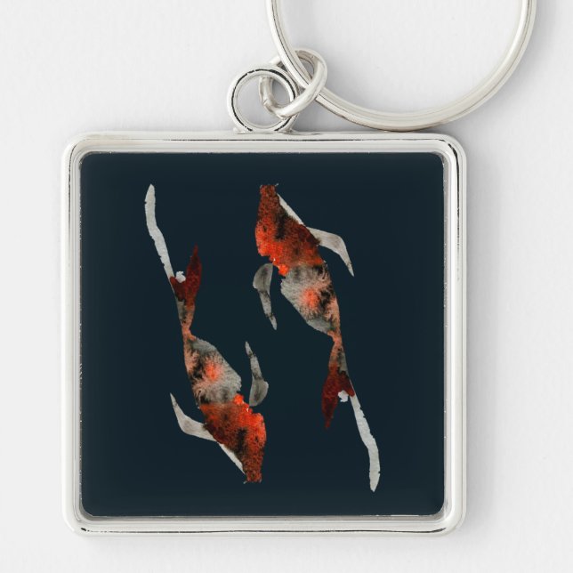 Porte-clés Illustration de poisson koi aquarelle (Devant)